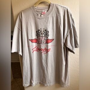 Vintage Racing Graphic Tee in Light Gray
